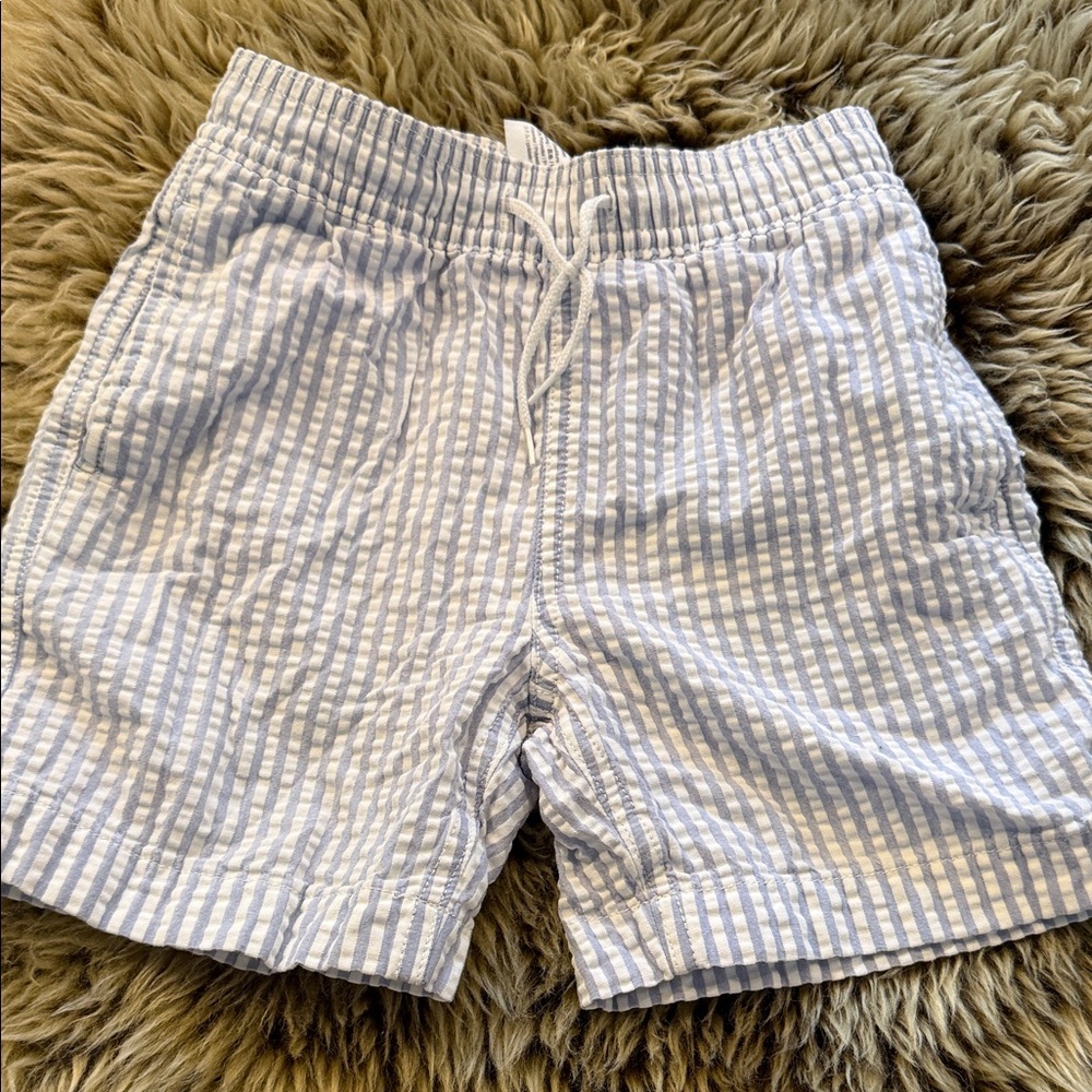 Boys JCrew Light Blue & White Striped Swim Shorts